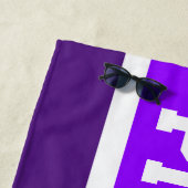 ピックボール明るい紫ホワイトレーシングストライプズ ビーチタオル (インサイチュ)