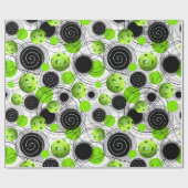 ピックボール柄ネオングリーン ラッピングペーパー (フラット)