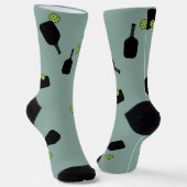 ピックボール柄ペットフォトグリーンパーソナライズされた ソックス (傾斜あり)