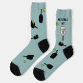 ピックボール柄ペットフォトティール(緑がかった色) パーソナライズされた ソックス (左)