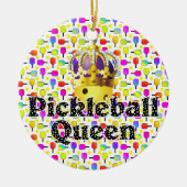 ピックボール王妃イエローボールカラフルイン セラミックオーナメント (正面)