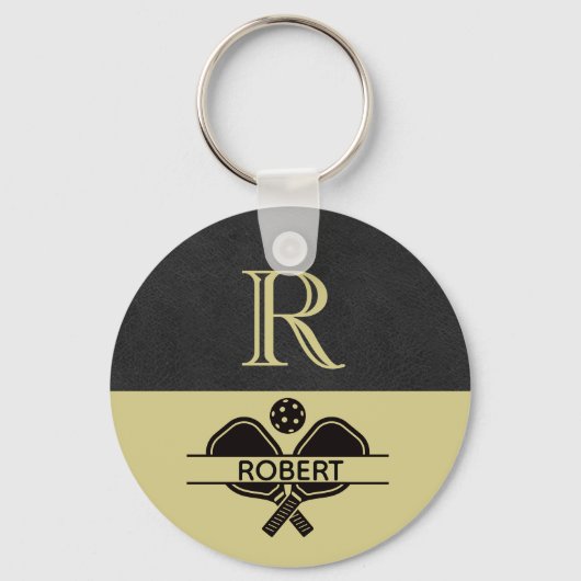 ピックボール男カスタムイニシャル名 キーホルダー (正面)