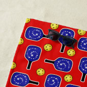 ピックボール米国国旗の赤白と青 ビーチタオル (インサイチュ)