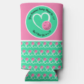 ピックボール評価バレンタインハートピンクターコイズ スリム缶クーラー (裏面)