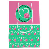 ピックボール評価バレンタインハートピンクターコイズ ミディアムペーパーバッグ (裏面)