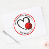 ピックボール評価バレンタイン赤と白ハート ラウンドシール (封筒)