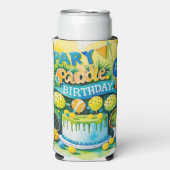ピックボール誕生日をテーマにした スリム缶クーラー (Seltzer正面)