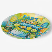 ピックボール誕生日をテーマにした ペーパープレート (アングル)