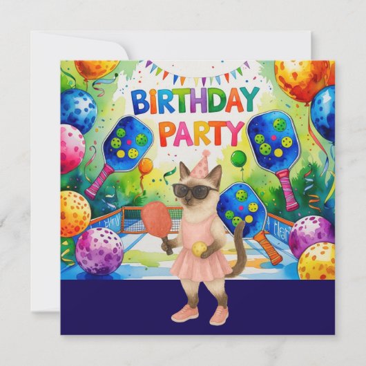 ピックボール誕生日をテーマにした 招待状 (正面)