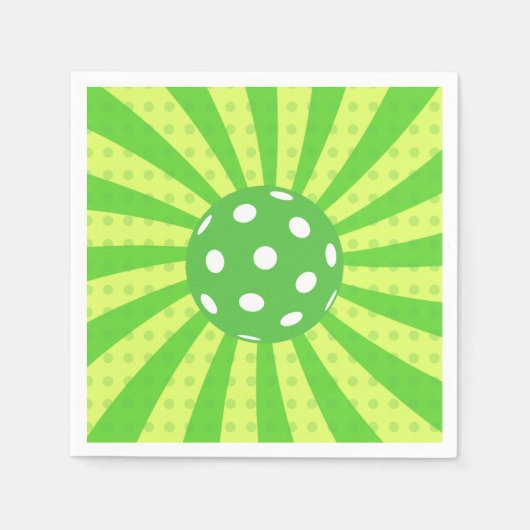 ピックボール誕生日グリーンレトロストライプズスポーツ スタンダードカクテルナプキン (正面)