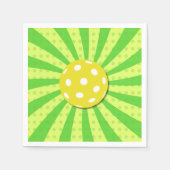 ピックボール誕生日グリーンレトロストライプズスポーツ スタンダードカクテルナプキン (正面)