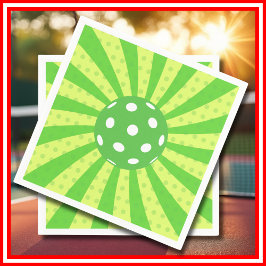 ピックボール誕生日グリーンレトロストライプズスポーツ スタンダードカクテルナプキン