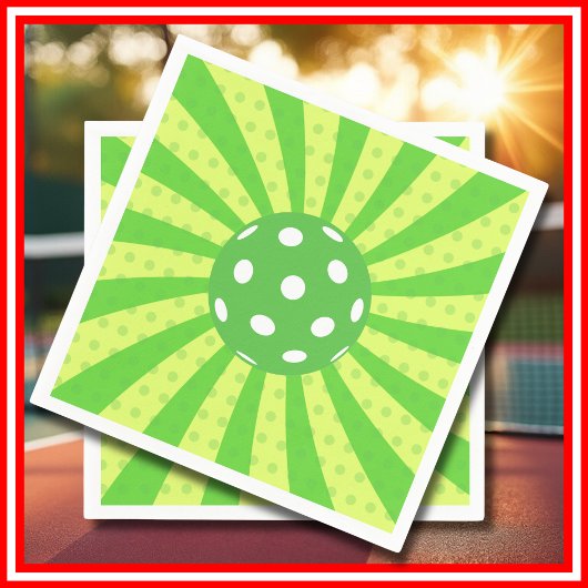 ピックボール誕生日グリーンレトロストライプズスポーツ スタンダードカクテルナプキン