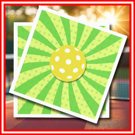 ピックボール誕生日グリーンレトロストライプズスポーツ スタンダードカクテルナプキン