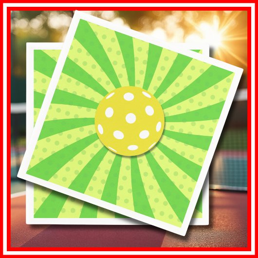 ピックボール誕生日グリーンレトロストライプズスポーツ スタンダードカクテルナプキン