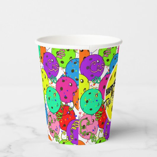 ピックボール誕生日バルーンパーソナライズされた紙吹雪 紙コップ (右)