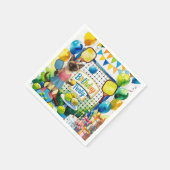 ピックボール誕生日パーティーをテーマにした スタンダードカクテルナプキン (角)