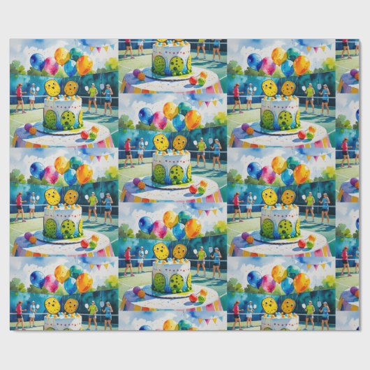 ピックボール誕生日パーティーをテーマにした ラッピングペーパー (フラット)