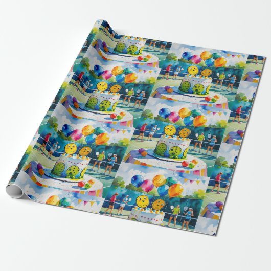 ピックボール誕生日パーティーをテーマにした ラッピングペーパー (アンロールド)