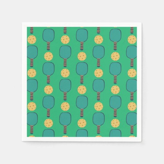 ピックボール誕生日パーティーグリーン スタンダードカクテルナプキン (正面)