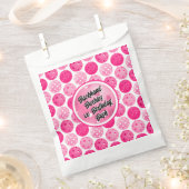 ピックボール誕生日パーティーピンクホワイトパーソナライズされた フェイバーバッグ (クリップ留めされた状態)