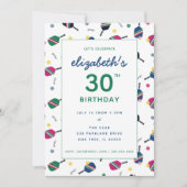 ピックボール誕生日パーティーブルーグリーンカスタム 招待状 (正面)