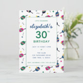 ピックボール誕生日パーティーブルーグリーンカスタム 招待状 (スタンド正面)