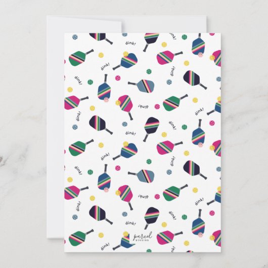 ピックボール誕生日パーティーブルーグリーンカスタム 招待状 (裏面)