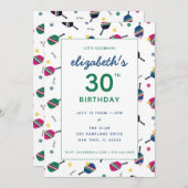 ピックボール誕生日パーティーブルーグリーンカスタム 招待状 (正面/裏面)