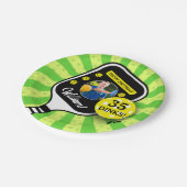 ピックボール誕生日パーティーレトログリーンスポーツ写真 ペーパープレート (アングル)