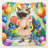 ピックボール誕生日パーティー スクエアペーパーコースター (正面)