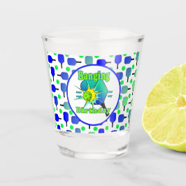 ピックボール誕生日ブルーグリーンパドルボールバンギング ショットグラス