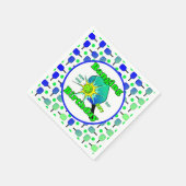 ピックボール誕生日ブルーグリーンパドルボールバンギング スタンダードカクテルナプキン (角)