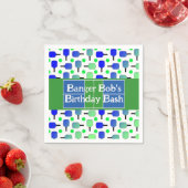 ピックボール誕生日ブルーグリーンパドルボールバンギング スタンダードカクテルナプキン (インサイチュ)