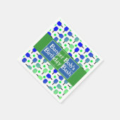 ピックボール誕生日ブルーグリーンパドルボールバンギング スタンダードカクテルナプキン (角)