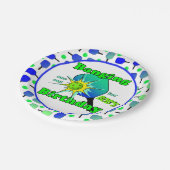 ピックボール誕生日ブルーグリーンパドルボールバンギング ペーパープレート (アングル)