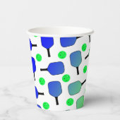 ピックボール誕生日ブルーグリーンパドルボールバンギング 紙コップ (裏面)