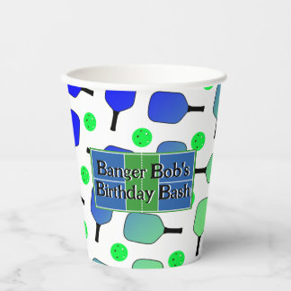 ピックボール誕生日ブルーグリーンパドルボールバンギング 紙コップ