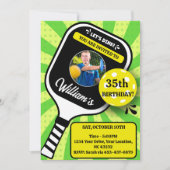 ピックボール誕生日レトログリーンスポーツ写真 招待状 (正面)