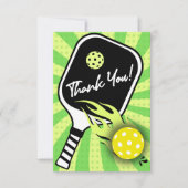 ピックボール誕生日レトロストライプズグリーンスポーツ サンキューカード (正面)