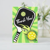 ピックボール誕生日レトロストライプズグリーンスポーツ サンキューカード (スタンド正面)
