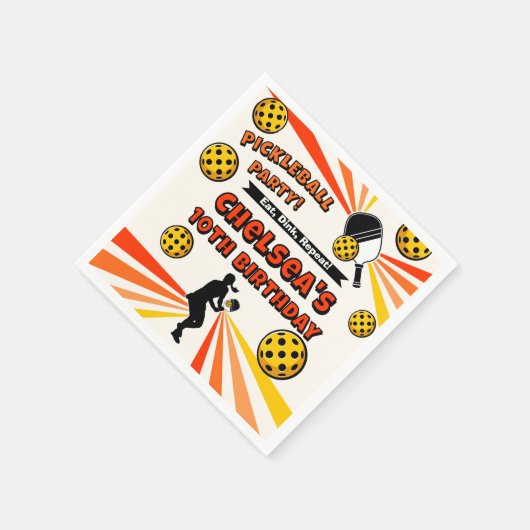 ピックボール誕生日女子パーティーレトロ選手 スタンダードカクテルナプキン (角)