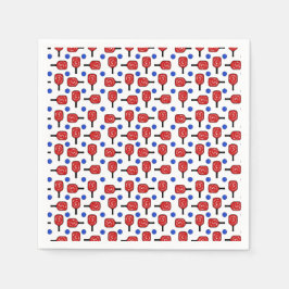 ピックボール赤白青パドルとピックボール スタンダードカクテルナプキン