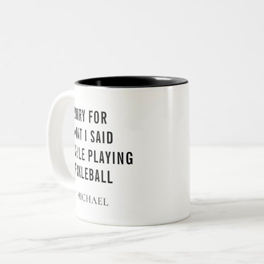 ピックボール選手のゲッパーソナライズされたグ ツートーンマグカップ (正面左)