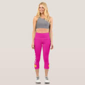 ピックボール選手カスタムの高いウェイズブライトピンク カプリレギンス (正面)