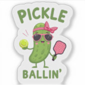 ピックボール選手ギフト – "Pickle Ballin'" シール (正面)