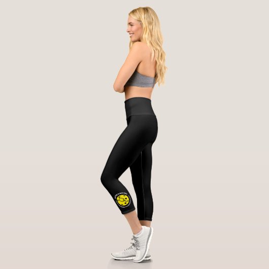 ピックボール選手クラブチームカスタムイエローブラック カプリレギンス (左)