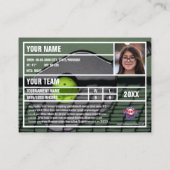 ピックボール選手トレーディングカードお土産 – 緑 コーリングカード (裏面)