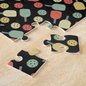 ピックボール選手パドルとボールパターン ジグソーパズル (側面)