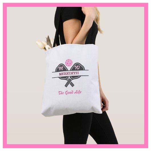 ピックボール選手モノグラム名パドル トートバッグ